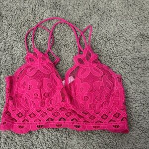 Amazon Vibrant Pink Lace Bralette